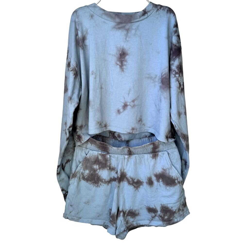 O'Neil Outfit Set Blue LS Crop Top & Shorts SZ XS